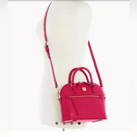 Dooney & Bourke Pink Domed Satchel with Gold Accents. - Picture 4 of 11